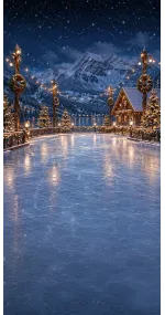 Christmas photo backdrop Magical lakeside ice rink