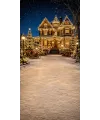 Christmas photo backdrop Illuminated Victorian manor
