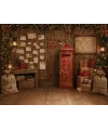 Fond de studio photo de Noël La Poste du Pôle Nord — boîte aux lettres rouge et courriers épinglés
