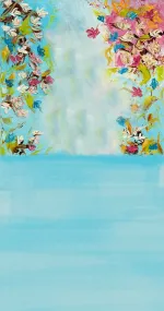 Painted blue and pink flowers